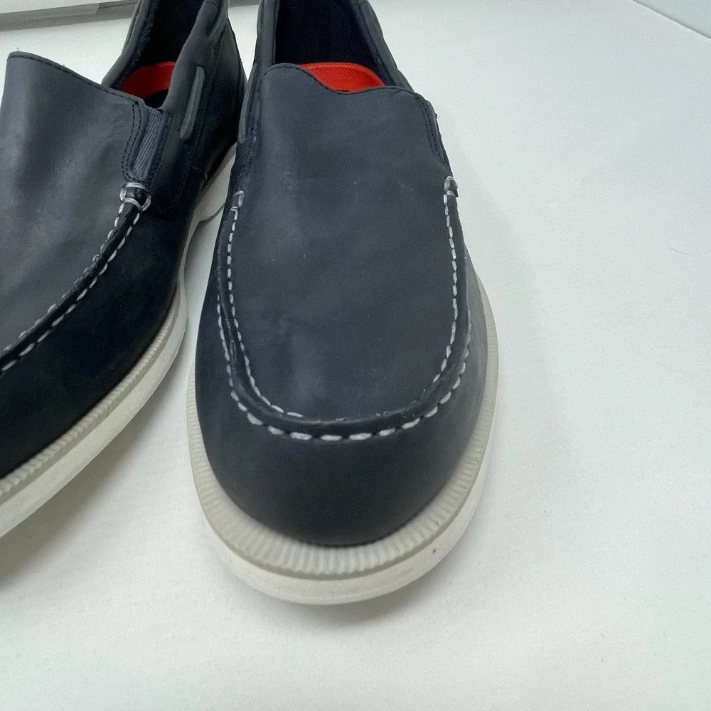 Rockport Perth Boat Shoe, Leather Upper, Navy Blue 8.5
